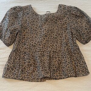 American Eagle Outfitters Animal Print Blouse - Brown and Black